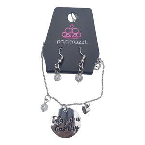 Paparazzi Silver Necklace and Earring Set "Today is a New Day" New with Tags NWT